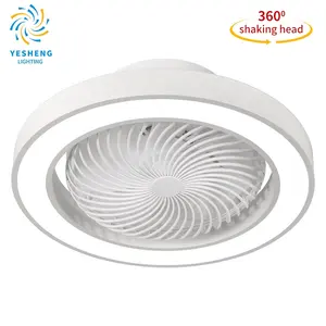 XD1 48cm small modern bladeless ceiling fan with led light remote control flush mount living room bedroom children invisible