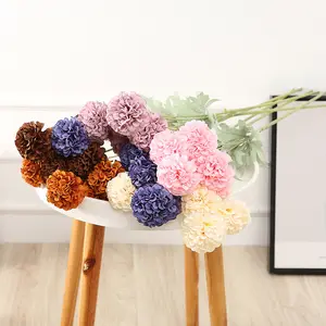 Mazzo di fiori di fiori di crisantemo palla artificiale di seta per la decorazione