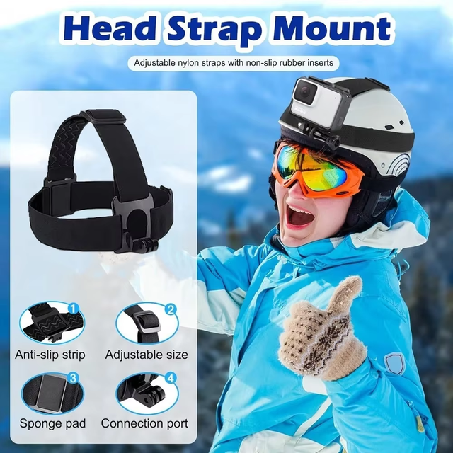 2026 New Flexible ABS Headband Mobile Phone Holder & Chest Strap Mount for Cycling Motorcycle Riding First-Person View Vlogging