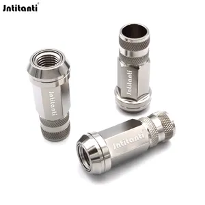 Jntitanti colore argento 17mm esagonale aperta estremità flottante 60 gradi cono sedile Gr.5 Ti-6Al-4V Auto Lug dadi M12 * 1.5*52mm