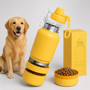 32oz 3 in 1 Leakproof Pet Travel <b>Water</b> <b>Bottle</b> <b>for</b> <b>Dogs</b> Detachable Bowls Keeps <b>Water</b> Cold Christmas Gift - Product Image 1