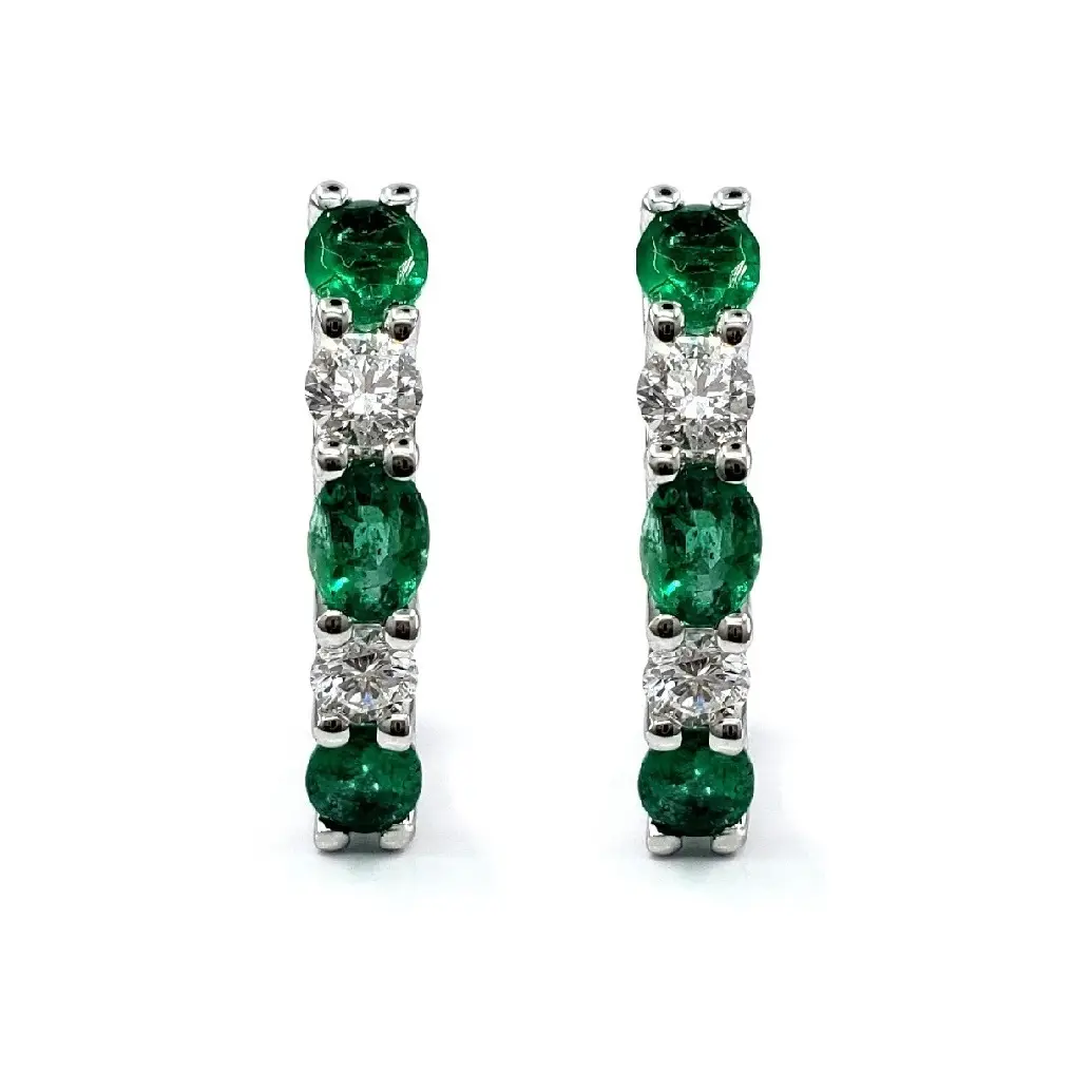 Fine Jewelry Emerald Birthday 18k White VS SI Diamond Jewelries Oval Zambia Emerald Jewelry hoop Earrings For Femme Wedding