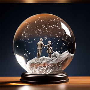 Custom Romantic Couple Snow <b>Globe</b> Crystal Decorative <b>Light</b>-Up Gift For Valentine'S Day - Product Image 4