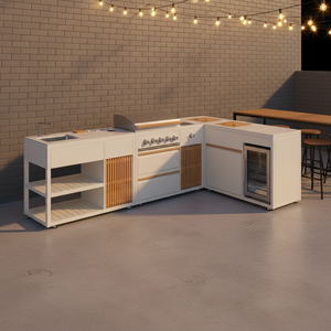 VIVACE LIFESTYLE Nouveau modèle de barbecue à gaz moderne pour extérieur, en acier inoxydable thermolaqué, 5 brûleurs, sécurité des flammes sur table - Product Image 6