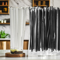 Pailles à thé à bulles écologiques réutilisables noires/blanches, larges, en plastique, 200 mm, pour thé à bulles et fêtes