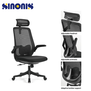 Sillas de Oficina Ergonómicas Sinonis, Giratorias, con Reposacabezas y Reposabrazos Ajustables, de Malla Transpirable, para Computadora - Product Image 4