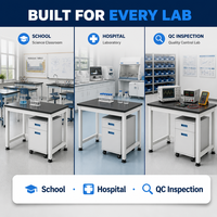 Estación de trabajo de laboratorio personalizada al por mayor, banco de laboratorio con estructura de acero y gabinete móvil para laboratorio de bioseguridad, laboratorio de control de calidad.