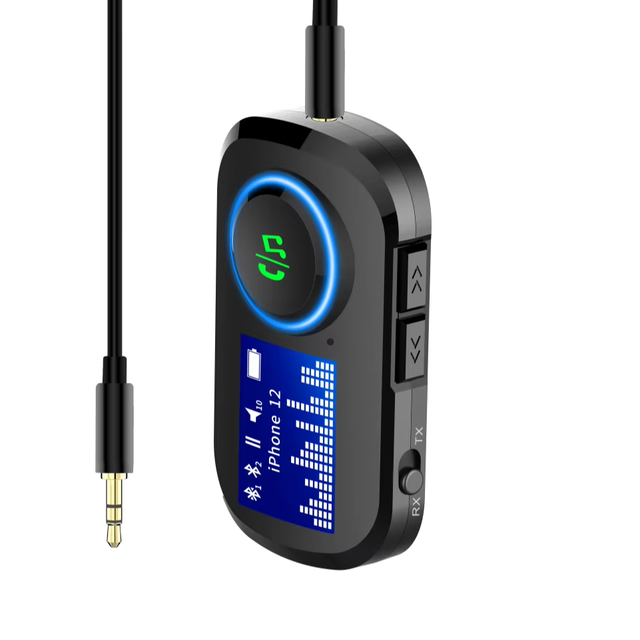 2-in-1 Wireless for Bluetooth 5.3 Receiver and Transmitter with LCD Display Made of Durable Plastic