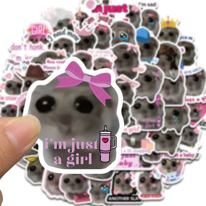 Autocollant en <span class=keywords><strong>vinyle</strong></span> imperméable et durable, motif souriant de hamster, souris mignonne, amusant, écologique, esthétique, Kawaii, pour ordinateur portable et bagages - Product Image 3