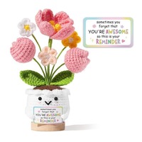 Ornements en laine faits main au crochet, fleurs artificielles en pot, décoration de bureau, cadeau créatif pour la fête des mères, Chine