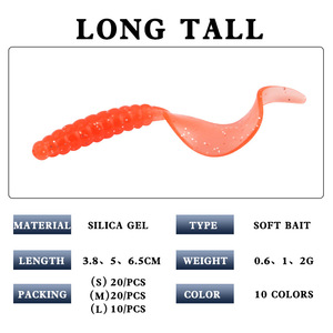 ชุดเหยื่อตกปลาซิลิโคนแบบหนอน Xy-442 ขนาด 3.8 ซม. 5 ซม. 6.5 ซม. หางงอ สำหรับตกปลาแบส เหยื่อตกปลาแบบติดก้น - Product Image 5