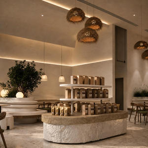 การออกแบบตกแต่งภายในร้านกาแฟสไตล์วบิซาบิแบบมินิมอลที่อบอุ่น ร้านเบเกอรี่ คาเฟ่ เฟอร์นิเจอร์สั่งทำ วัสดุหินอ่อนและไม้  โซลูชั่นร้านค้าแบบครบวงจร - Product Image 4