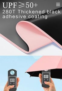 Mini parapluie pliant de voyage, protection solaire et pluie UPF 50+, protection UV, coupe-vent, design compact et léger, s'adapte à la poche ou au sac - Product Image 4