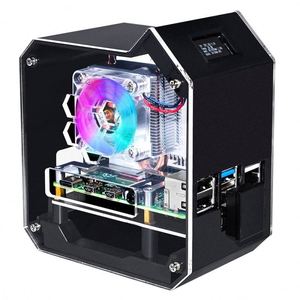 WaveShare MINI Tower ชุด NAS สำหรับ<span class=keywords><strong>4B</strong></span> Raspberry Pi รองรับได้ถึง2TB M.2 SATA SSD การกระจายความร้อนที่แข็งแกร่งการแสดงผลหน้าจอ OLED - Product Image 1