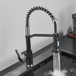 Kitchen Spring <strong>Faucet</strong> Black Rose Gold Pull Down Pull Out Dual <strong>Spouts</strong> 360 Rotation Cold and Hot <strong>Water</strong> Single Handle Mixer Tap - Product Image 4