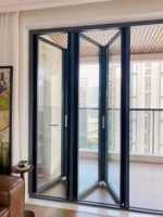 Puerta Exterior de Alta Resistencia Totalmente Sellada, de Aluminio con Doble Vidrio Templado, Antipinzamiento, Impermeable, Ahorradora de Energía, Plegable y Duradera para Hotel