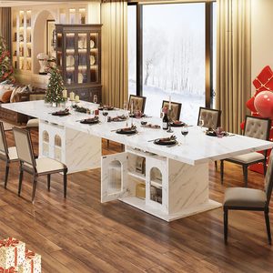 Tùy Chỉnh Sang Trọng Hiện Đại Bằng Đá Cẩm Thạch Trắng Bàn Ăn Hình Chữ Nhật Lớn Phòng Ăn Bảng Với Tủ Lưu Trữ Cho Nhà Bếp 4-6 Chỗ Ngồi - Product Image 2