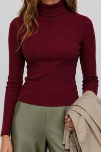 Haut en coton côtelé à col roulé pour femme, design unique, manches longues, style décontracté, disponible au meilleur prix du marché. - Product Image 4