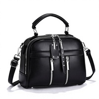 Sac à bandoulière noir pour femmes, sac à main à fermeture éclair, poignée souple pour les voyages quotidiens