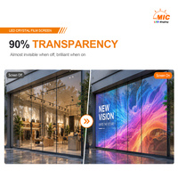 Film LED transparent ultra-fin en nano-cristal, flexible et adhésif, pour mur vidéo en verre, idéal pour la façade des centres commerciaux et l'affichage de marques