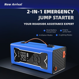 Batterie externe multifonctionnelle pour extérieur, démarreur de secours, gonfleur de voiture, pompe à air portable pour la pêche et le camping - Product Image 3