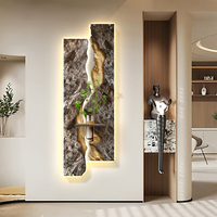 Peinture décorative de luxe en gros pour entrée, texture sable 3D, peinture moderne avec plantes vertes hydroponiques suspendues et éclairage LED