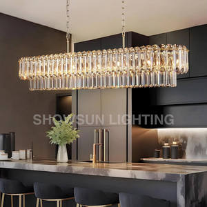 Lámparas de Techo Modernas de Lujo con Cristales K9 Dorados, Lámpara Colgante Rectangular Grande para Comedor, Decoración para Isla de Cocina - Product Image 3