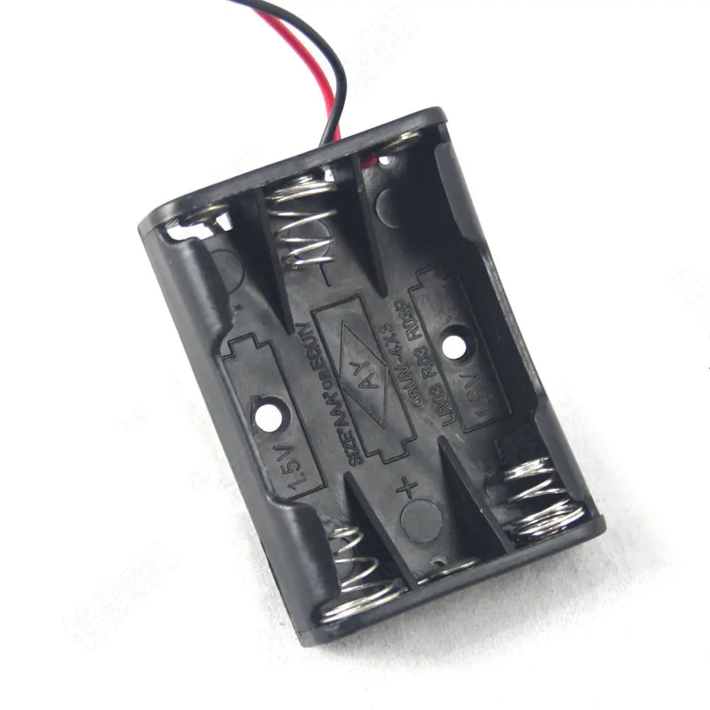 Plastic 4.5 v drie 3 AAA batterij cell houder box case met wire leads