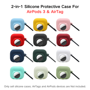 Housse de protection en silicone <span class=keywords><strong>2</strong></span> en 1 compatible avec les <span class=keywords><strong>AirPods</strong></span> 1/<span class=keywords><strong>2</strong></span>/3/4 et AirTag Anti-Scratch Fit Soft Touch Bluetooth Headphone Cover - Product Image 4