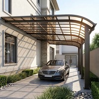Abri de stationnement moderne et luxueux pour villa, personnalisé, en alliage d'aluminium thermolaqué, avec auvent imperméable