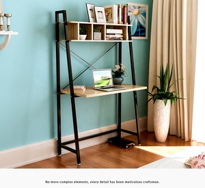 Estante de metal de pie de altura ajustable de diseño europeo, estante de mesa de madera de acero - Product Image 6