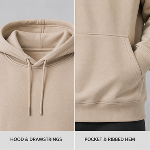 Sudadera con capucha de algodón de rizo de 450 g para hombre, de marca, lisa, forrada, de corte regular, informal, moderna, juvenil, tejida, para otoño e invierno, al por mayor - Product Image 6