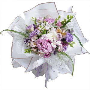 Papel de Envolver Floral Clásico Translúcido con Superficie Opaca, Película de Plástico PE OPP Desechable, Impermeable, con Borde Dorado Rosa para Floristería - Product Image 5