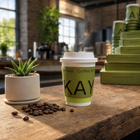 Gobelets jetables à paroi simple, écologiques, pour café et thé au lait, avec couvercle et emballage, en papier de qualité alimentaire, impression de logo personnalisée