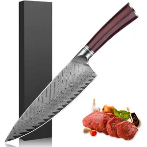 סכין מטבח סכין דמשק יפנית VG-10 פלדה בגודל גדול 8 אינץ' סכין שף מפלדת פחמן מצוידת באריזת מתנה
