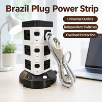 Multiprise verticale multifonction avec lampe de nuit USB, construction en laiton et cuivre, multiprises, protection contre les surcharges, pour usage industriel/bureau/maison