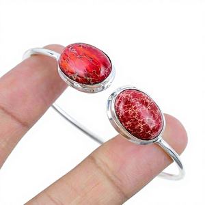 Bracelet jonc de luxe en argent sterling 925 fait main avec jaspe sédiment marin, cadeau de fiançailles pour femme, bijoux certifiés GIA - Product Image 1