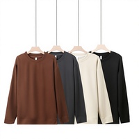 Pull épais en velours de coton hautement élastique, col rond, coupe ample, pour l'automne/hiver, avec doublure intérieure thermorégulatrice et isolante