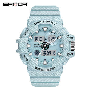 Reloj Digital Unisex SANDA 781, Diseño Chino, Correa de Silicona Original, Resistente al Agua, Cronómetro, Doble Pantalla, Casual - Product Image 2