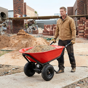 Brouette en plastique robuste TAYO Heiki à 2 roues, chariot de manutention manuel rouge - Product Image 1
