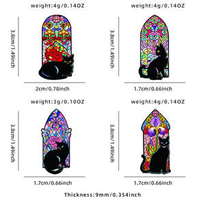 एनमेल बारोक रेट्रो ब्लैक कैट से सना हुआ ग्लास जस्ता मिश्र धातु पिन-यूव मुद्रित लैपल बैज उपहार - Product Image 3