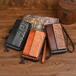 Ando Bag Floral Embossed Genuine Leather <b>Phone</b> <b>Wallet</b> Women Vintage Crossbody Card Holder <b>Purse</b> - Product Image 4