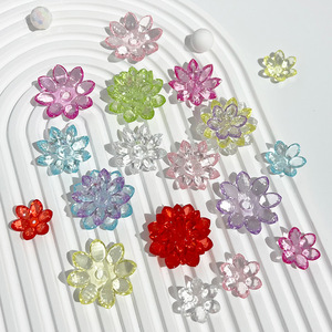 Perles en acrylique cristal transparentes, motif lotus à trois couches, colorées, pour décoration DIY, style ancien, accessoires de loisirs créatifs - Product Image 1