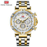 Montre de sport pour homme Mini Focus MF0470G, style musculaire, bracelet en acier inoxydable, cadran en fibre de carbone, chronographe lumineux avec tachymètre