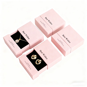 Eco-friendly Custom Logo Luxury Rectangle Cardboard Jewelry Packaging Box with Velvet Lining <b>Small</b> Double Door <b>Drawer</b> Gift Box - Product Image 6