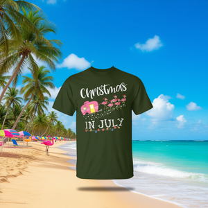 T-shirt unisexe pour adulte, rose flamant rose, Christmas In July Flamingo - Product Image 3