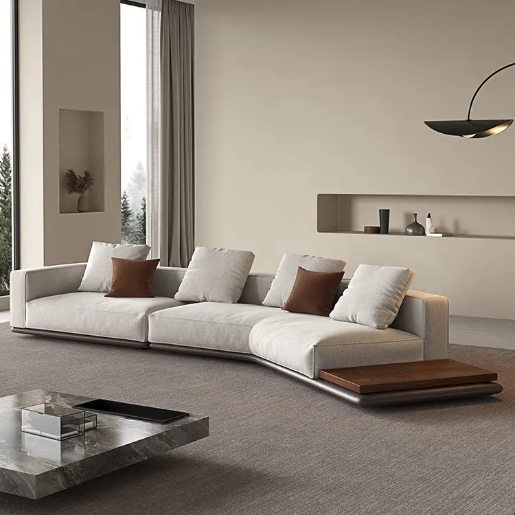 Işık lüks modern ufuk koltuk takımı özelleştirmek yüksek sınıf İtalyan villa koltuk takımı minimalist kumaş tasarımcısı kanepe mobilya