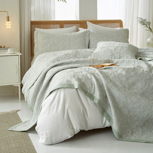 Hot bán tùy chỉnh màu sắc Jacquard bedcover <span class=keywords><strong>Set</strong></span> mềm đóng da hoa mền bông bedspread 3 cái bộ đồ giường đặt - Product Image 4