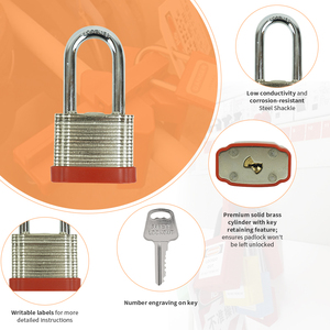 Cadenas <span class=keywords><strong>de</strong></span> sécurité laminé 2026 Elecpopular, étanche, résistant à la corrosion, avec clé maîtresse, durable, en acier zingué <span class=keywords><strong>de</strong></span> 40 mm - Product Image 2