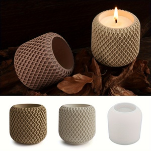 Epoxy resin concrete succulent planter mold, round mesh candle holder <b>silicone</b> mold - Product Image 4